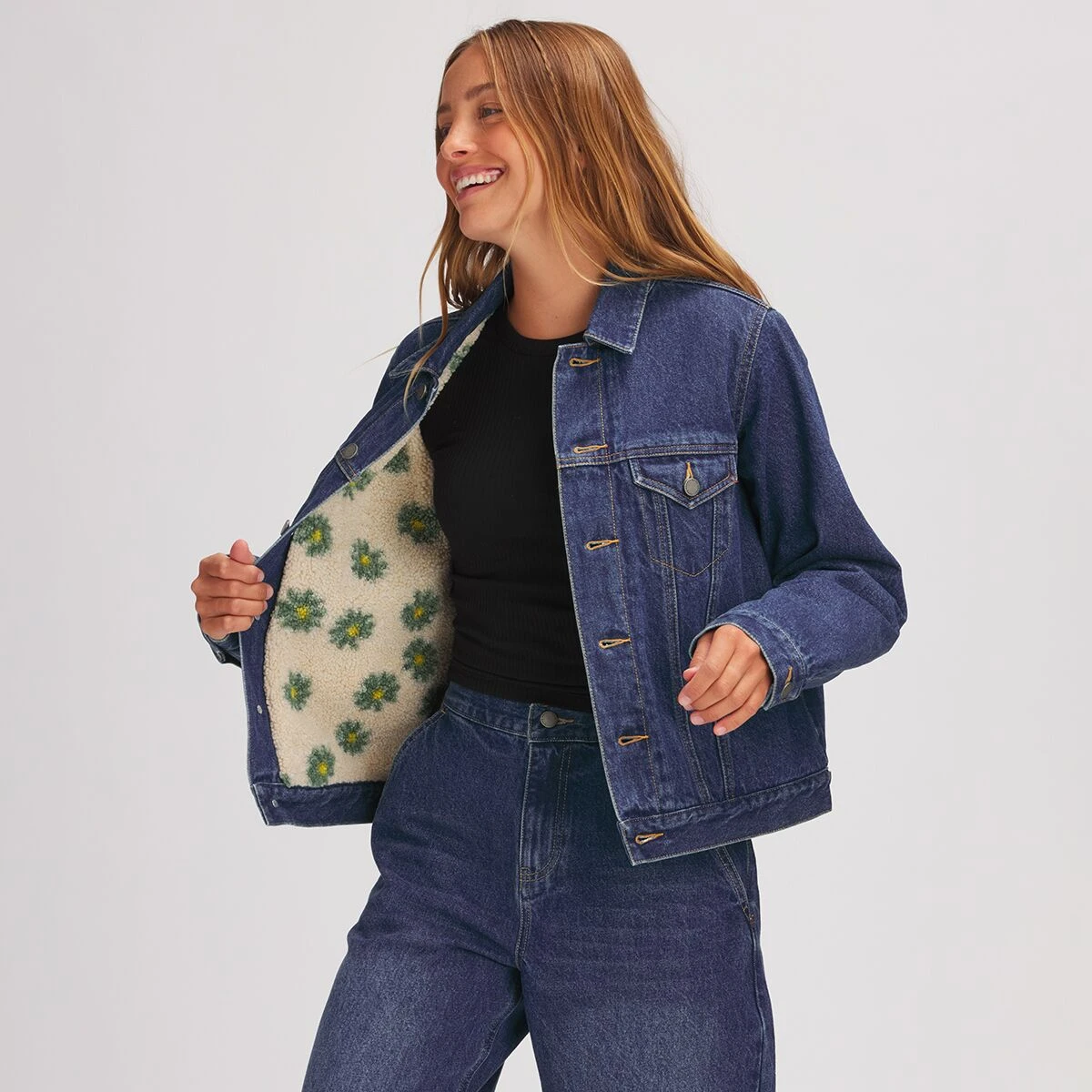 Printed Sherpa Lined Denim Jacket - Women's 2 Printed Sherpa Lined Denim Jacket - Women's - Image 2