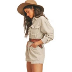 Echo's Sister Distressed Denim Romper - Women's 11 Echo's Sister Distressed Denim Romper - Women's -The North Face || Patagonia || Mountain Hardwear Shop BEI D6