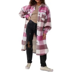 FREE PEOPLE Plaid Long Ruby Coat - Women's -The North Face || Patagonia || Mountain Hardwear Shop WINCOM
